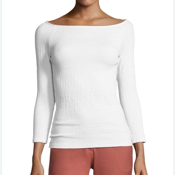 Theory Ennalyn Top Matte Jersey Wide Neck White S - Picture 5 of 5